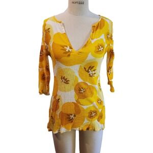 J Crew Retro 70s Look Hippie Flower Child‎ Gauze Blouse Size S